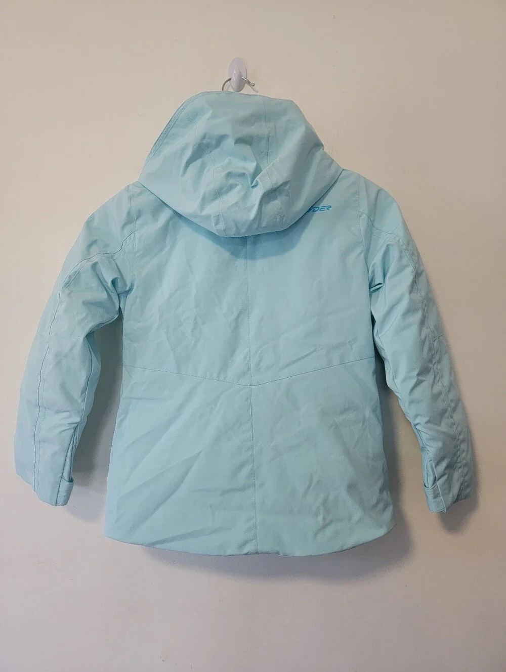 Spyder Kids Light Aqua Hooded Puffer Jacket